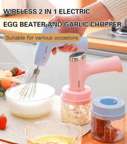 Cordless Electric Egg Beater And Garlic Chopper