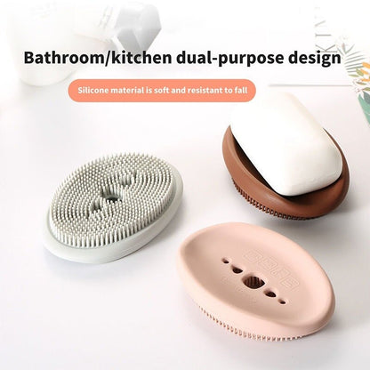 2-in-1 Soap Dish Silicone Soap Box Holder For Bathroom - Assorted