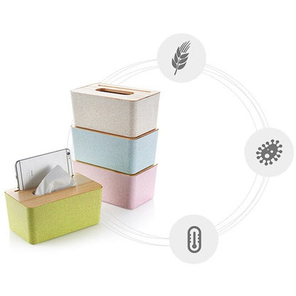 Wooden tissue box with mobile holder