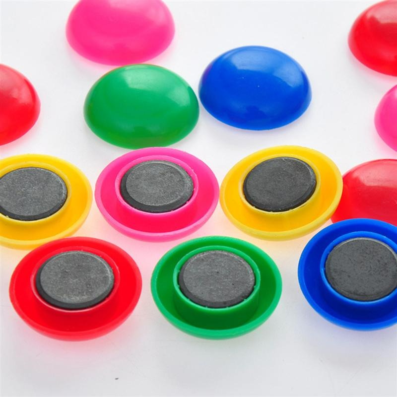 Colorful Circular Plastic Fridge Magnets - Set of 10