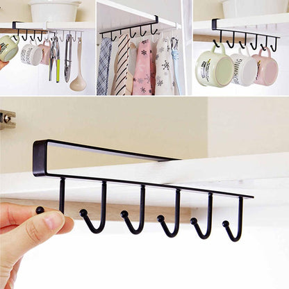 Multifunction Under Shelf Rack with 6 Hooks