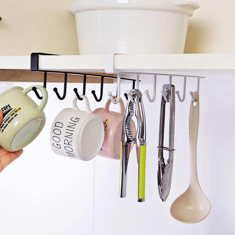 Multifunction Under Shelf Rack with 6 Hooks