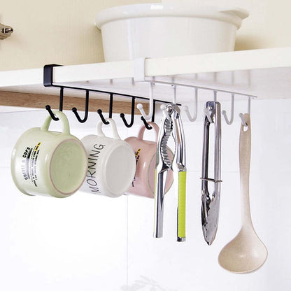 Multifunction Under Shelf Rack with 6 Hooks