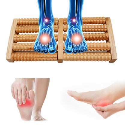 Dual Wooden Foot Feet Massager Roller