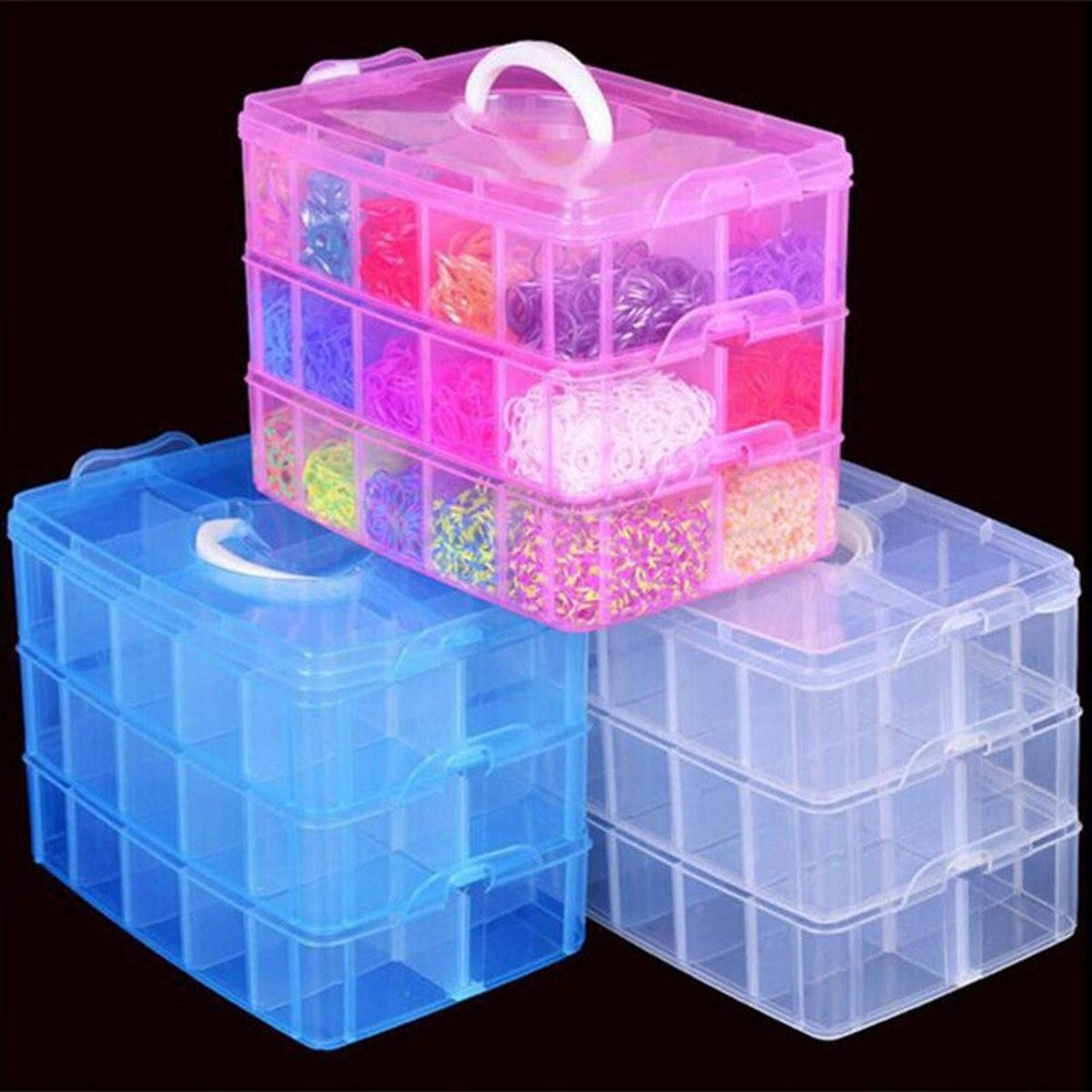 3 Layer Stackable 30 Compartment Transparent Storage Case