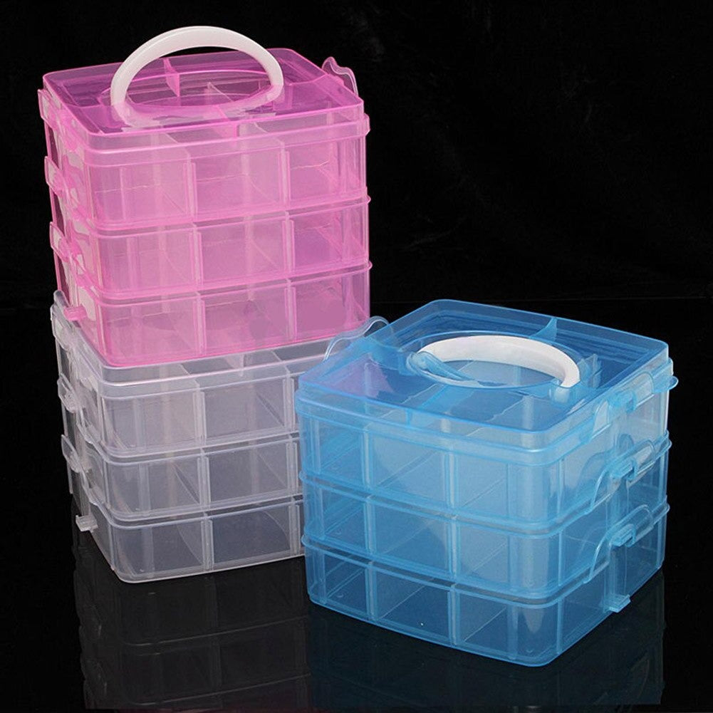 3 Layer Stackable 30 Compartment Transparent Storage Case