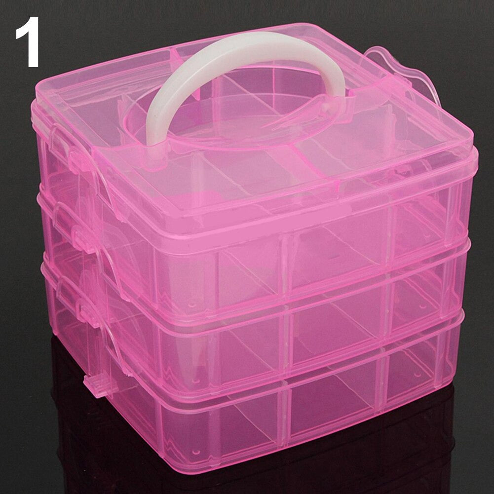 3 Layer Stackable 30 Compartment Transparent Storage Case