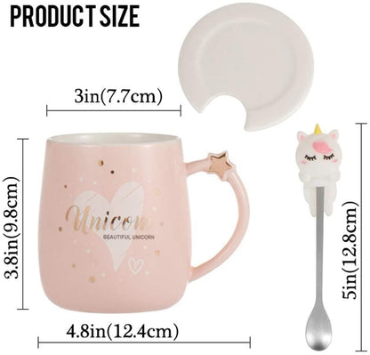 Unicorn Mug with Lid and Spoon