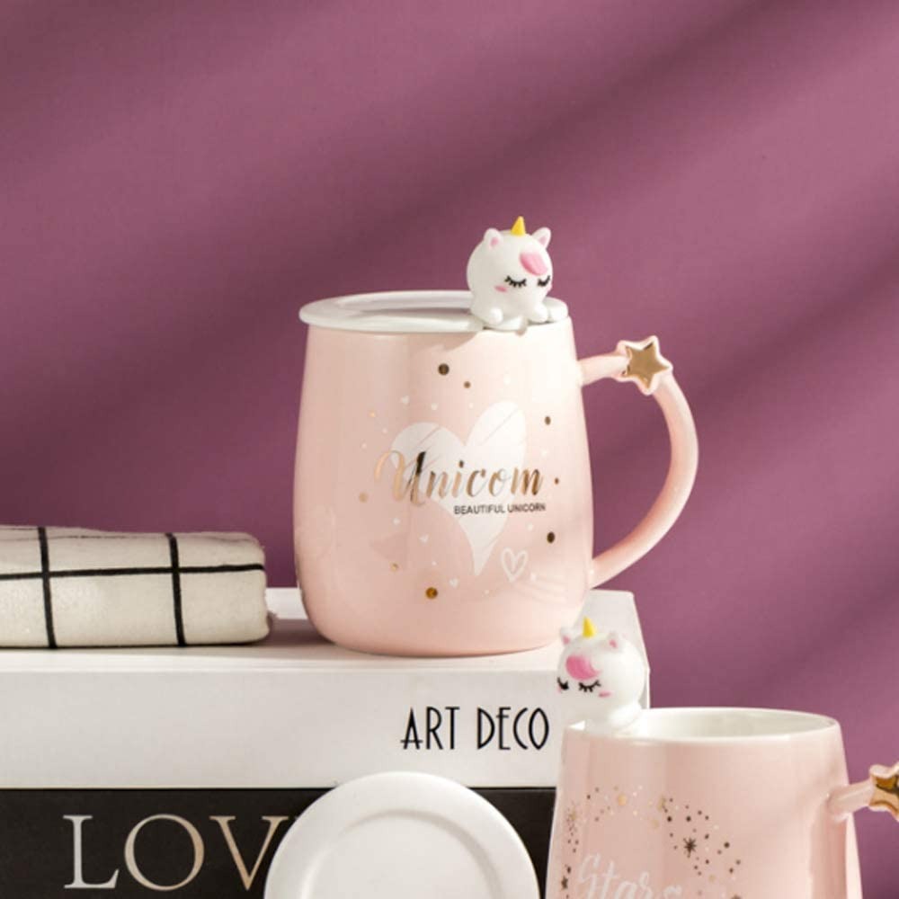 Unicorn Mug with Lid and Spoon