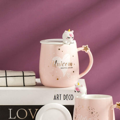 Unicorn Mug with Lid and Spoon