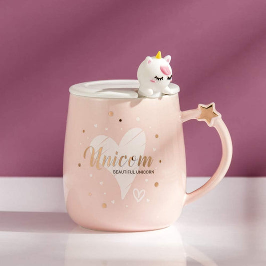 Unicorn Mug with Lid and Spoon