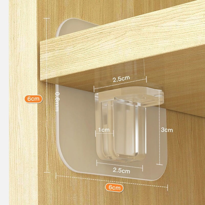 Adhesive Shelf Clips Wall Hangers Strong Holders - 10pcs