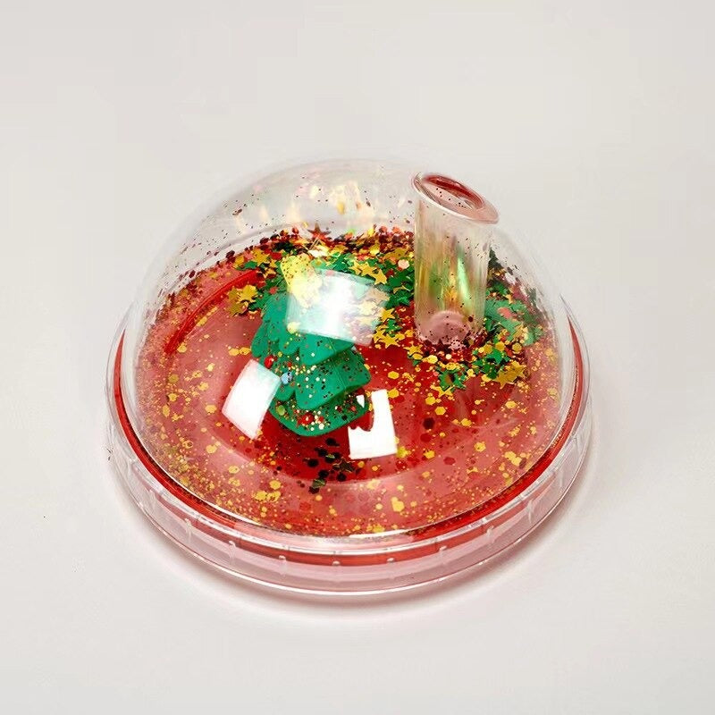 Christmas Micro Landscape Double Layer Plastic Straw Cup