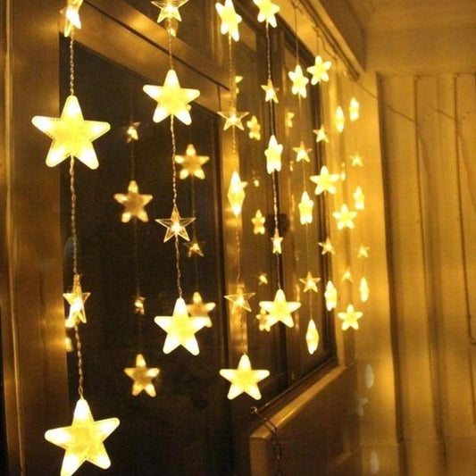 Star Curtain String Lights | 40 Stars | Warm White LED & Multi Led