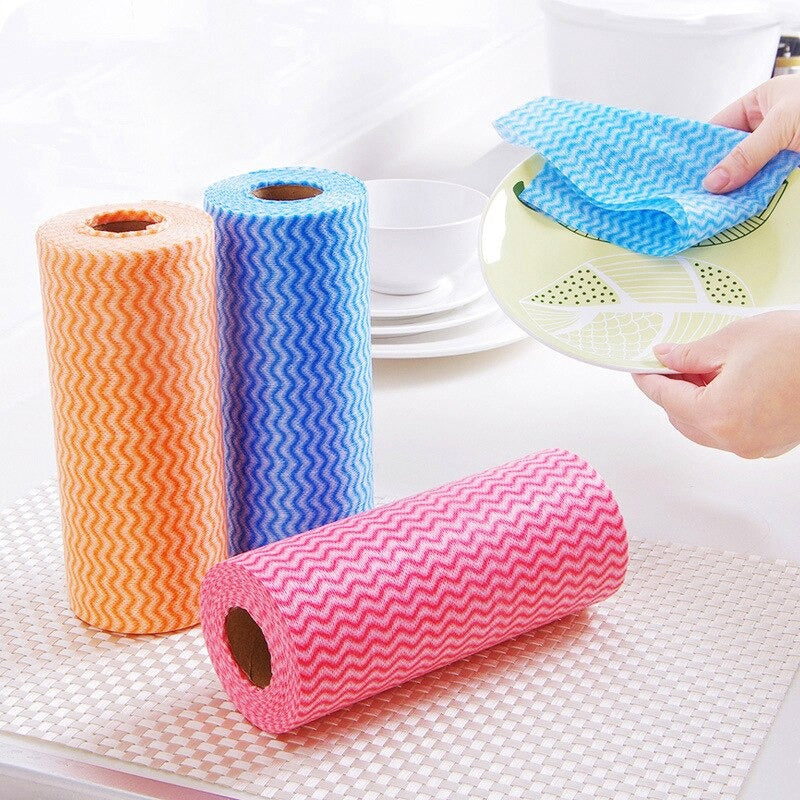 50 Sheets/Roll Non-woven Fabric Disposable Cleaning Towels- Assorted