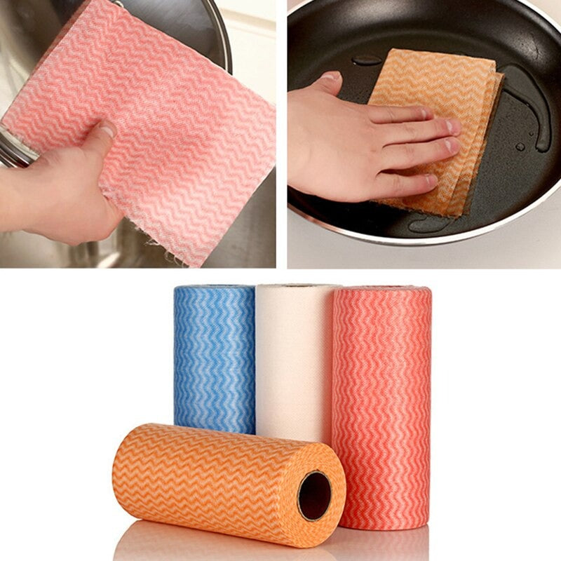 50 Sheets/Roll Non-woven Fabric Disposable Cleaning Towels- Assorted