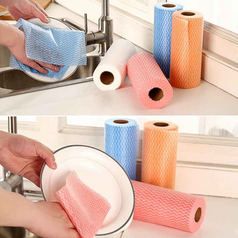 50 Sheets/Roll Non-woven Fabric Disposable Cleaning Towels- Assorted