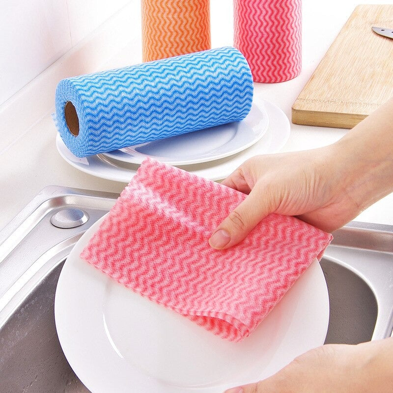 50 Sheets/Roll Non-woven Fabric Disposable Cleaning Towels- Assorted