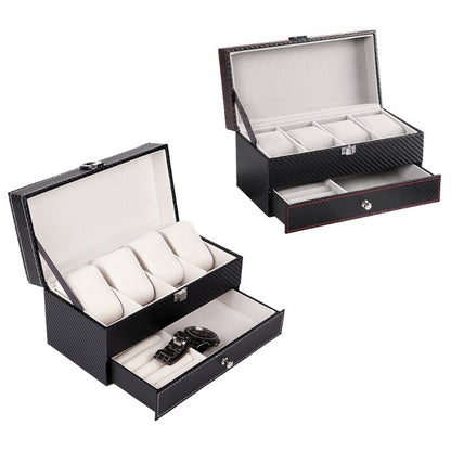 4 Grids Double Layers Watch Box Case