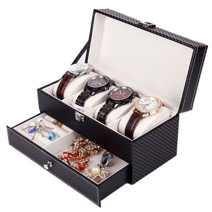 4 Grids Double Layers Watch Box Case