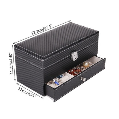 4 Grids Double Layers Watch Box Case