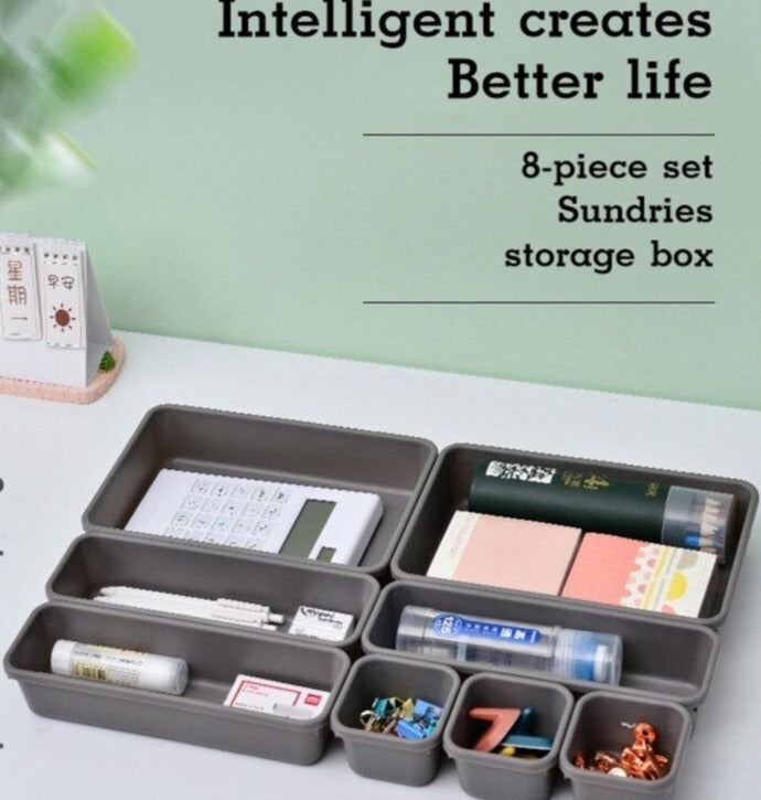 8Pcs/Set Drawer Storage Box Plastic Debris Storage Box