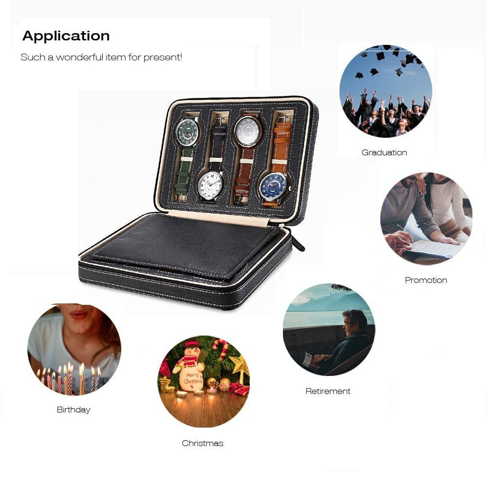 8-Slot Portable Watch Box Travel Case