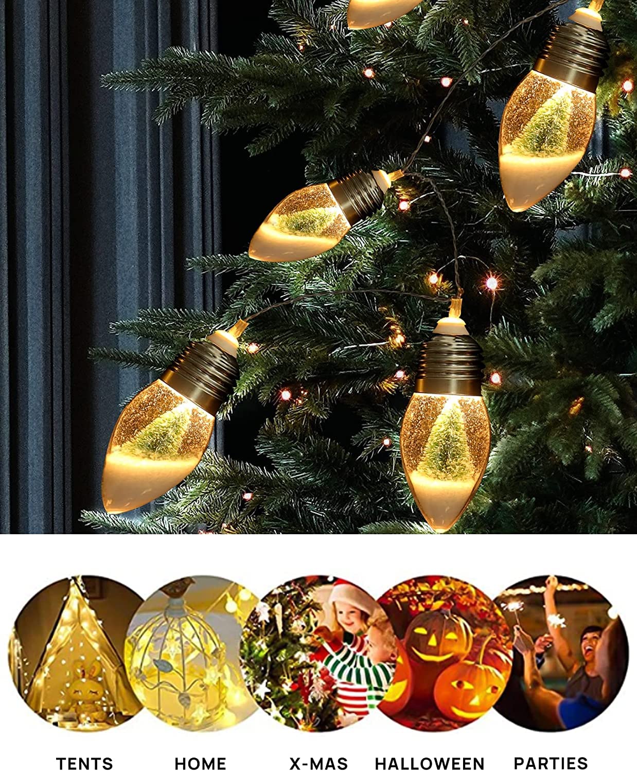 Snow Globe Christmas String Lights