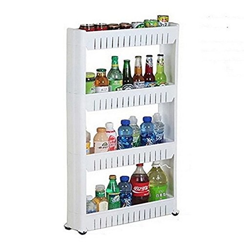 4 Layer Storage Organizer Slim Rack Shelf with Wheels