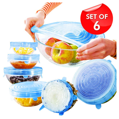 Reusable Silicone Lid Cover - Set Of 6