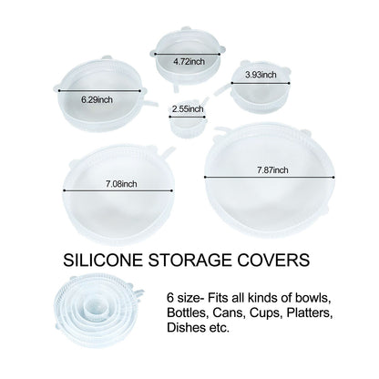 Reusable Silicone Lid Cover - Set Of 6