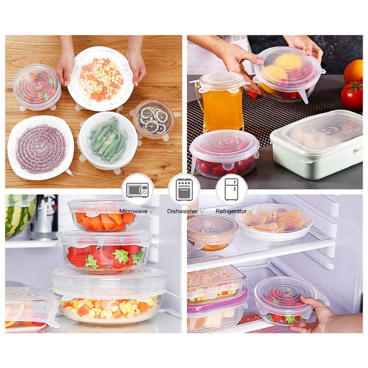 Reusable Silicone Lid Cover - Set Of 6