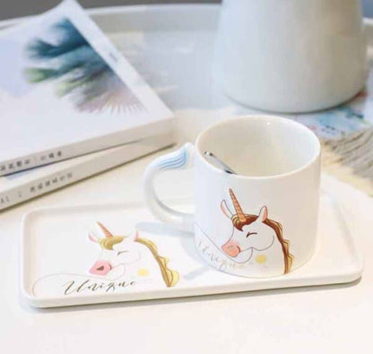 Unicorn Ceramic Mug and Snack Tray Set