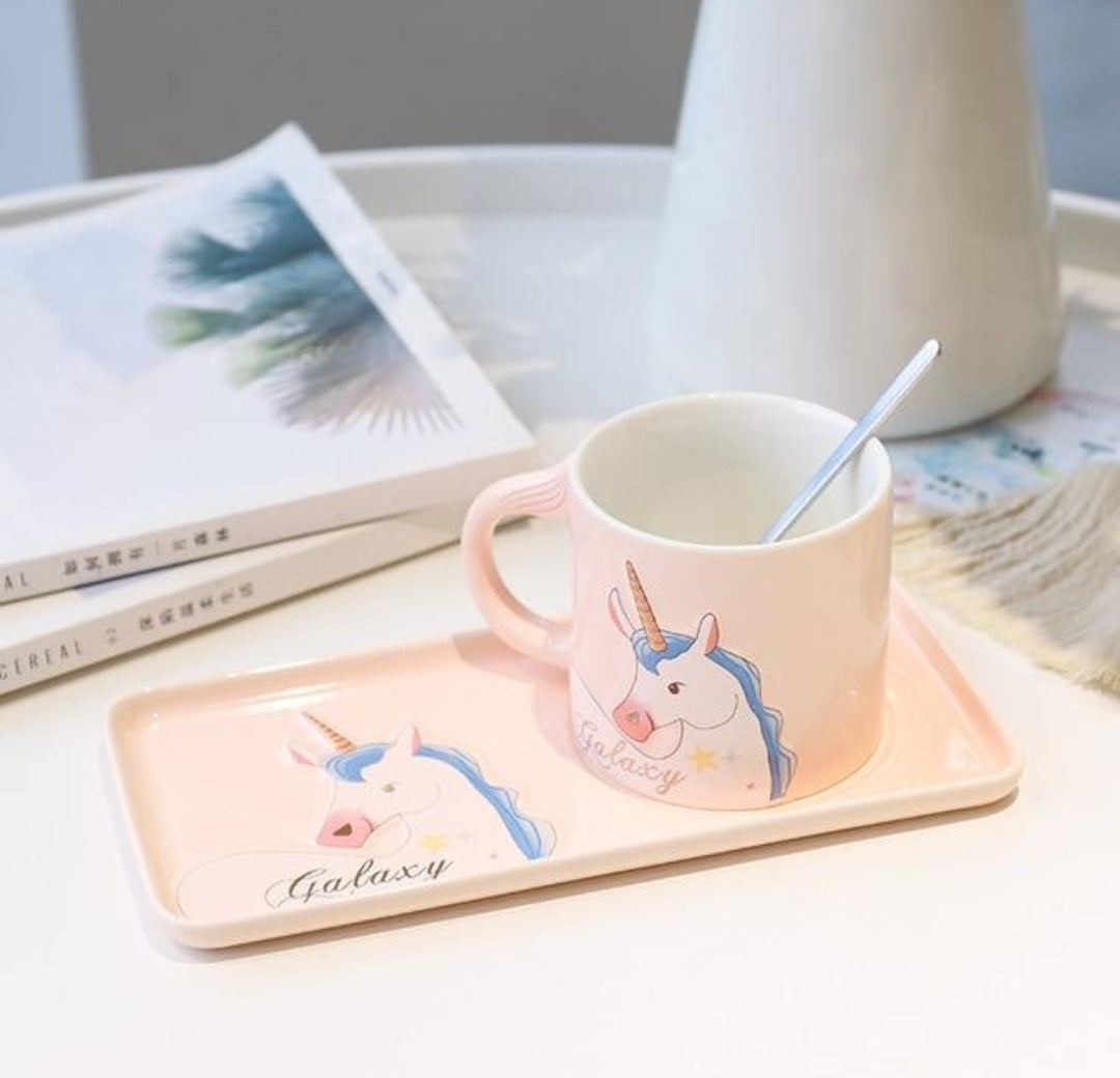 Unicorn Ceramic Mug and Snack Tray Set