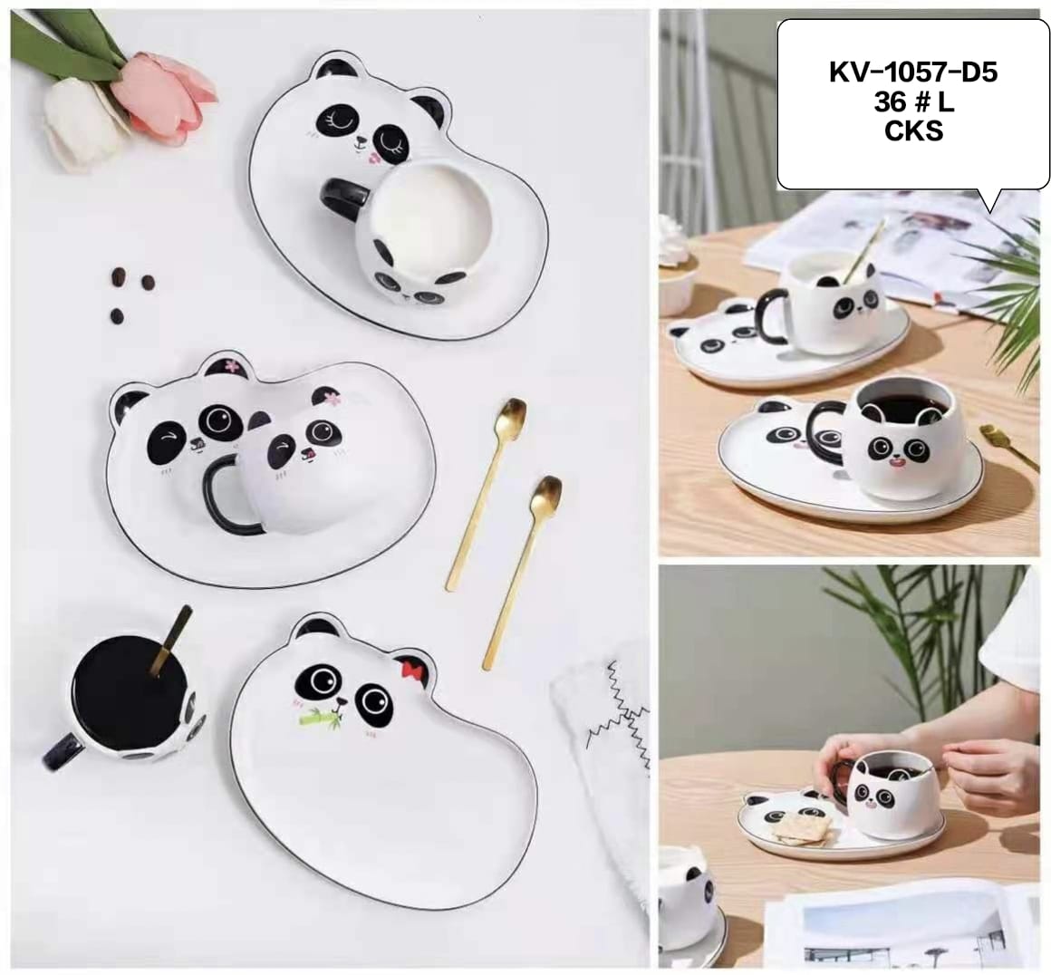 Panda Mug & Saucer With Spoon Set