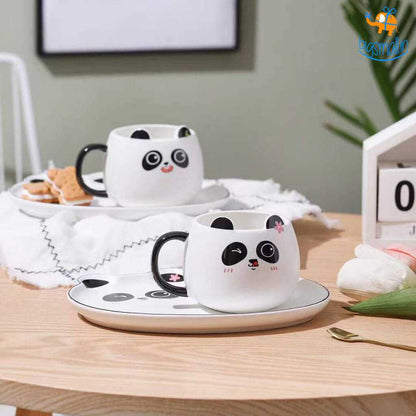 Panda Mug & Saucer With Spoon Set