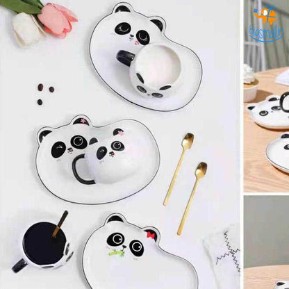 Panda Mug & Saucer With Spoon Set