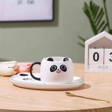 Panda Mug & Saucer With Spoon Set