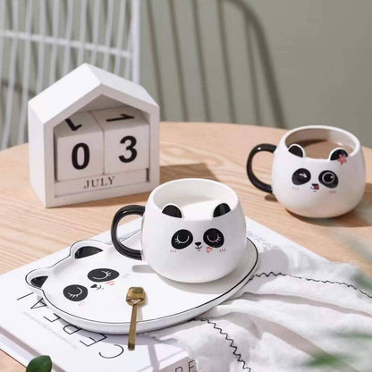 Panda Mug & Saucer With Spoon Set