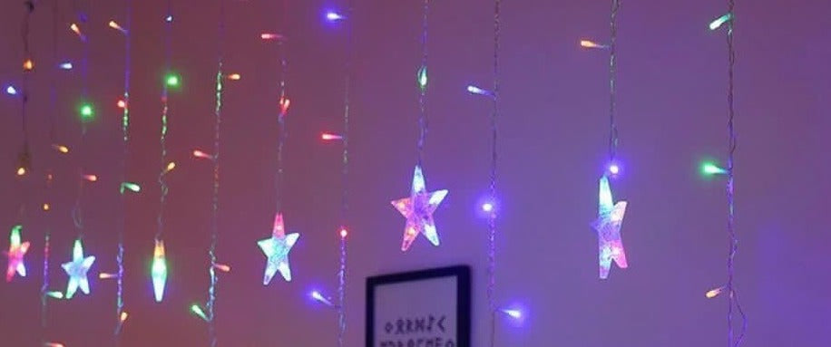 6+ 6  Star Light Curtain Multi Color