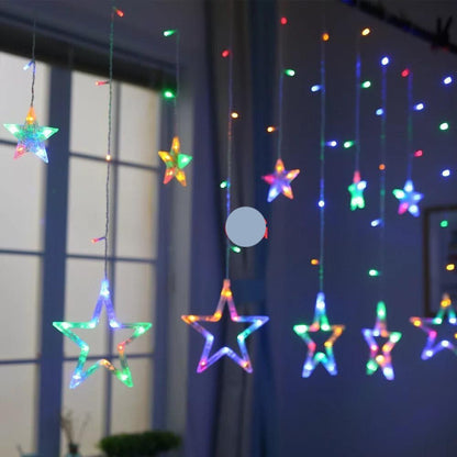 6+ 6  Star Light Curtain Multi Color