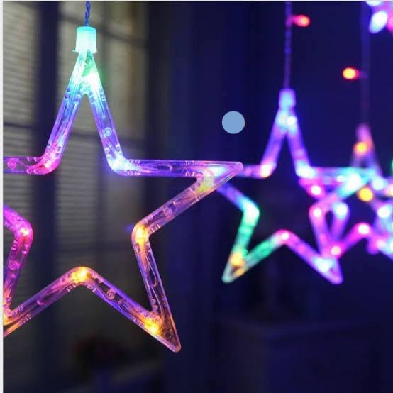 6+ 6  Star Light Curtain Multi Color