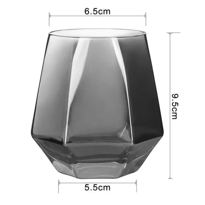 Set of 6 borosilicate geometry shape juice glass black glass with box packing