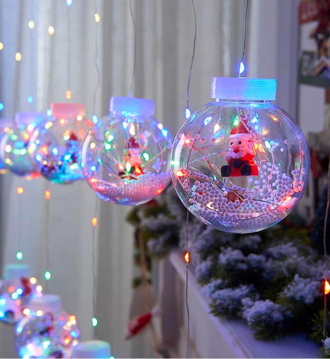 3d Silicone Santa Ball Curtain Light