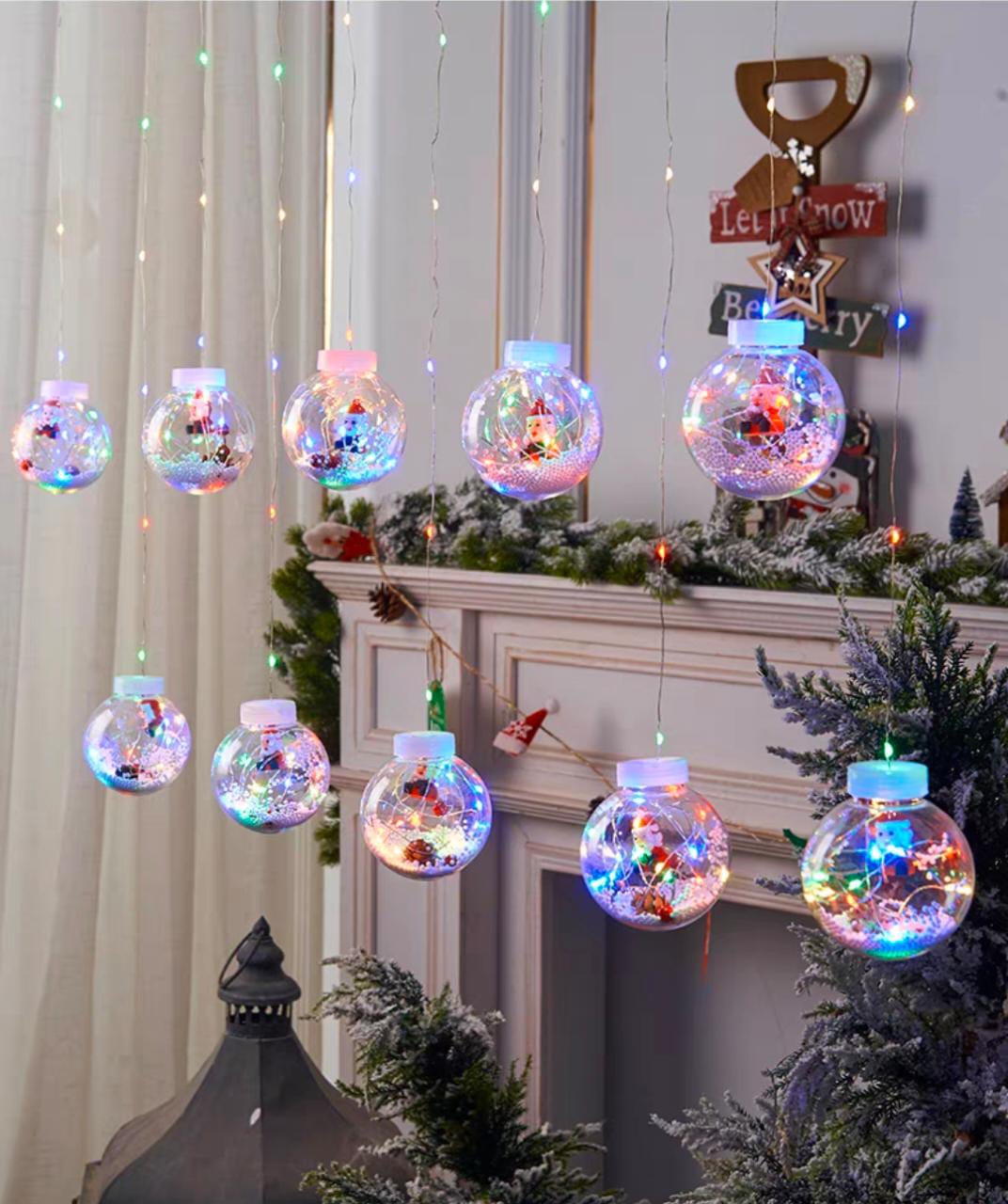 3D silicon santa ball curtain light - multi light