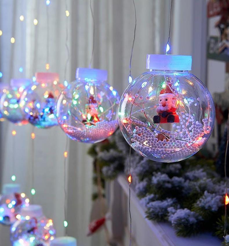 3D silicon santa ball curtain light - multi light