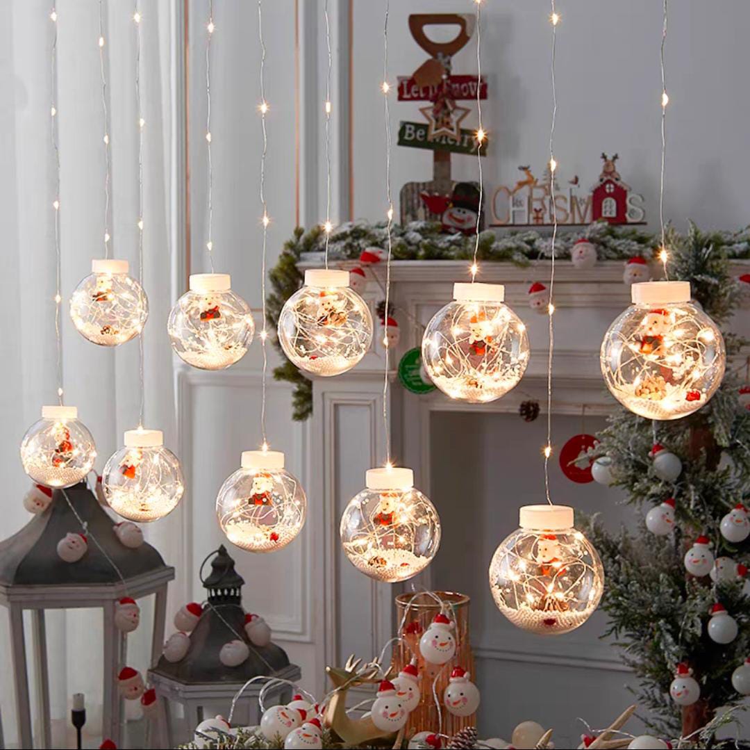 3d Silicone Santa Ball Curtain Light