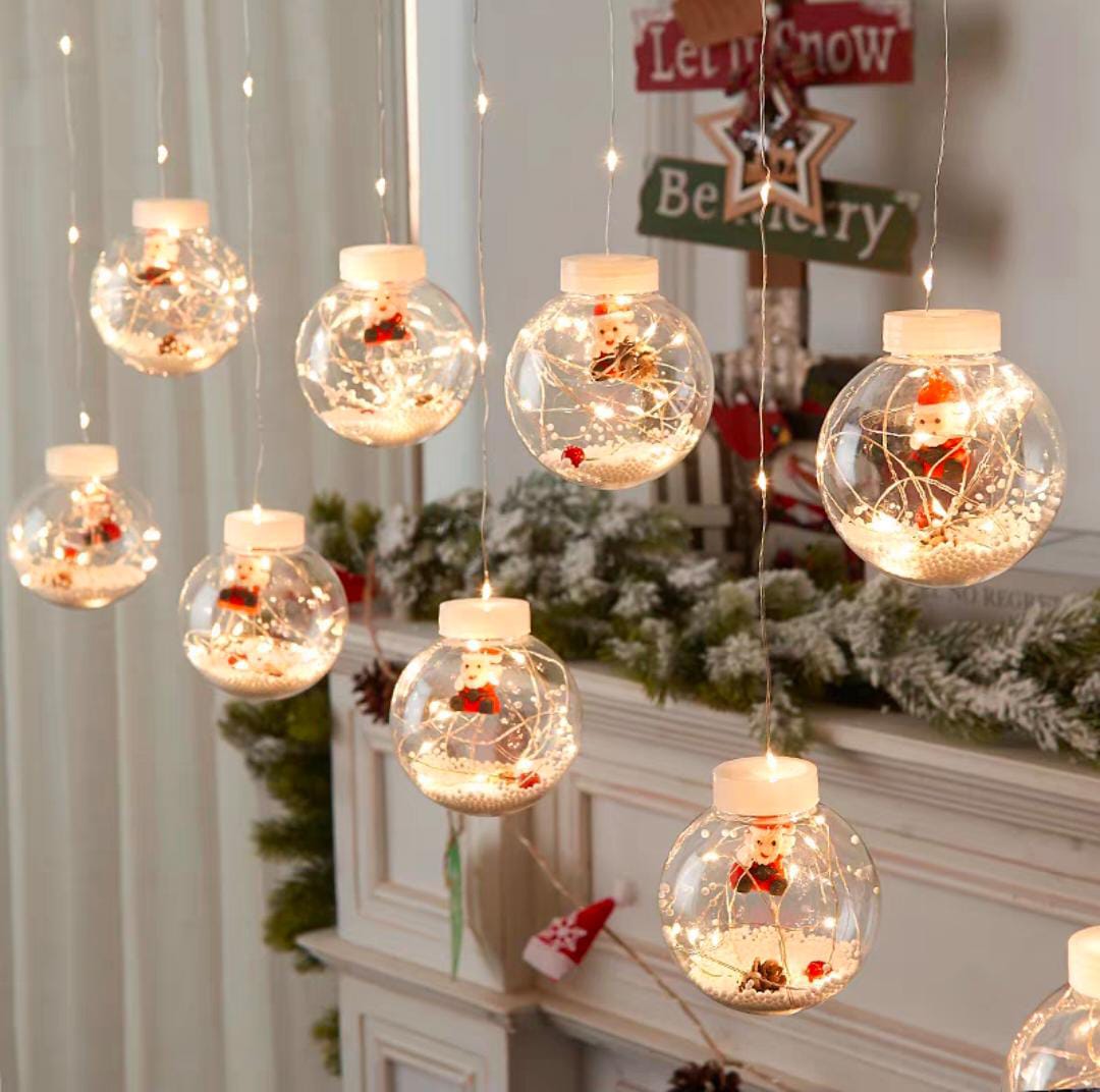 3d Silicone Santa Ball Curtain Light