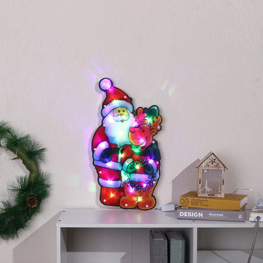 Santa with raindeer multicolour electric operated hanging decoration light