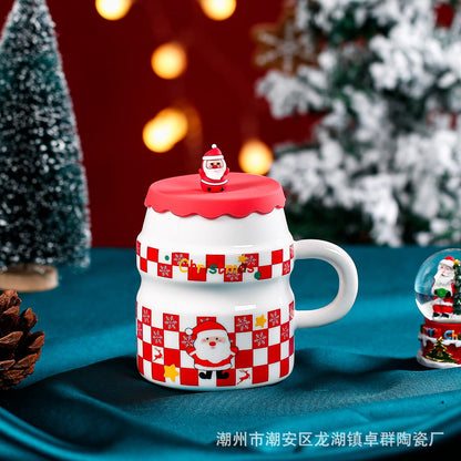 Santa cupcake ceramic mug with Santa silicon lid